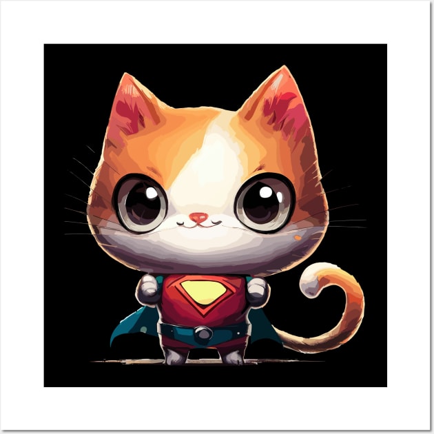 Superhero cat Wall Art by TomFrontierArt